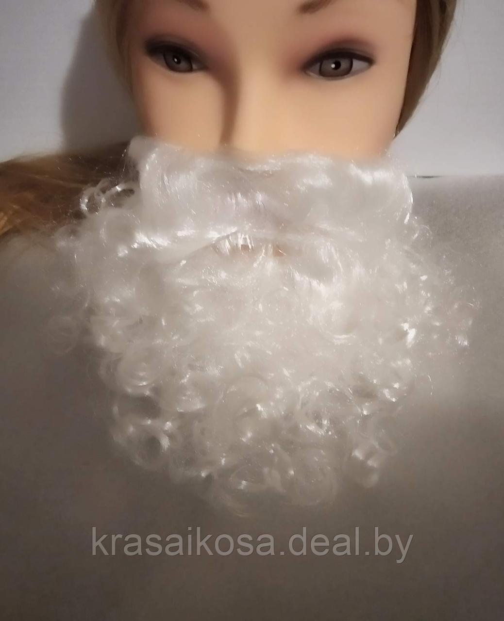 Борода Деда мороза белая короткая карнавальная