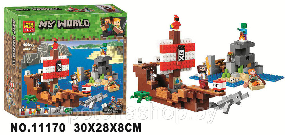 Конструктор Bela Minecraft 11170 "Приключения на пиратском корабле" 404 детали