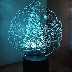 3D светильник Ёлочка с подарками