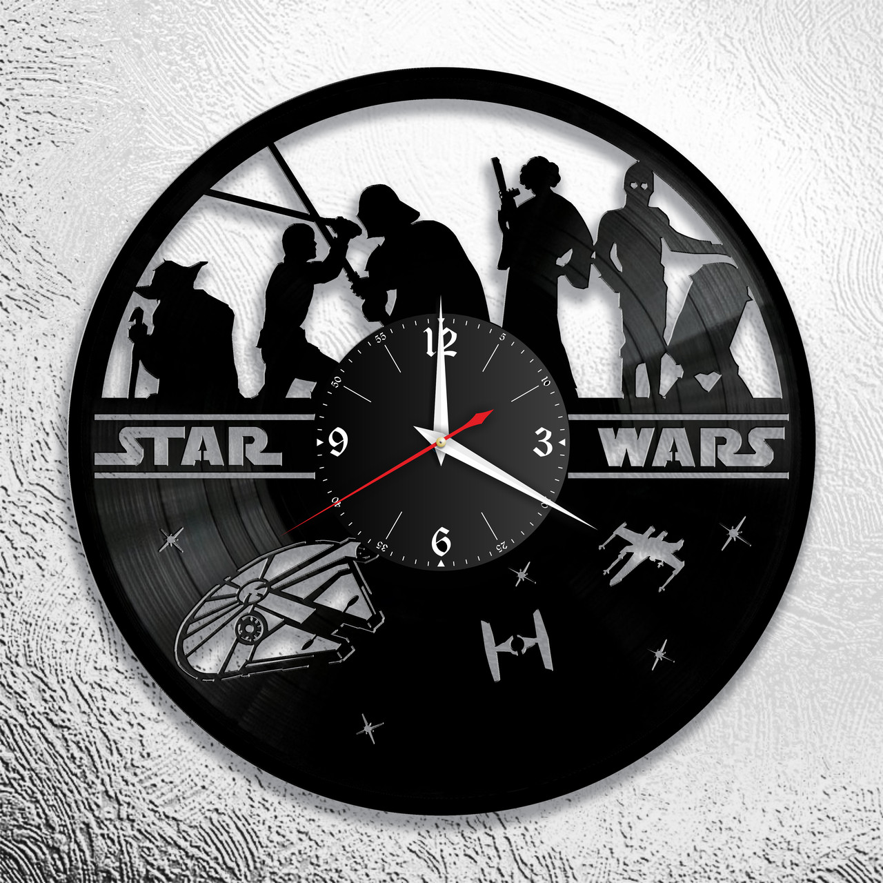 Часы из виниловой пластинки "Звездные Войны" версия 6