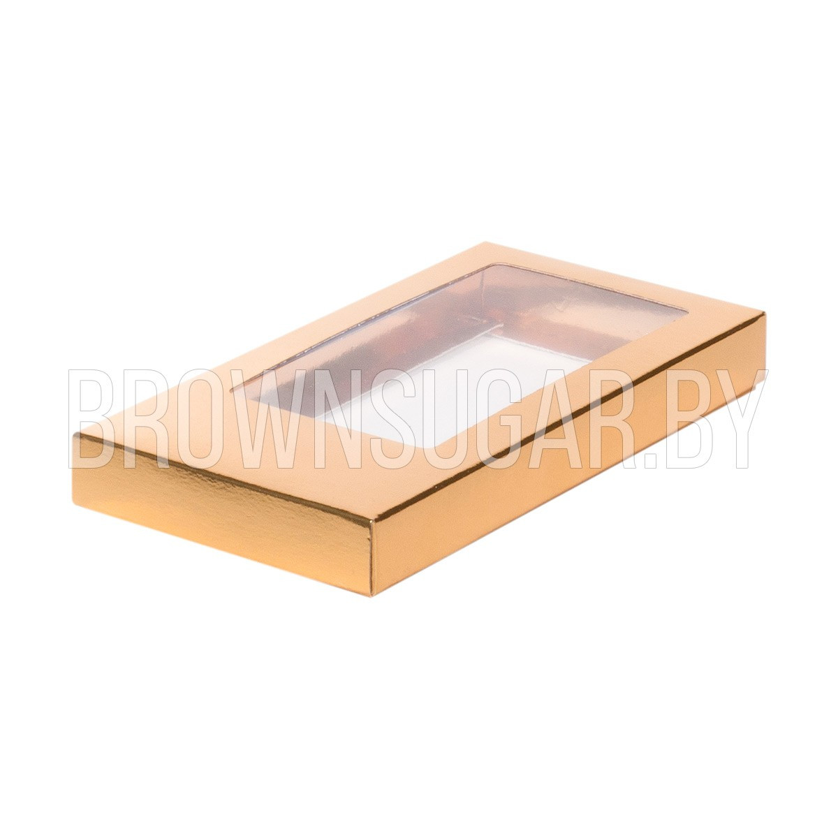 Коробка для шоколадной плитки с окном Золото (Россия, 160х80х17 мм) - фото 1 - id-p140199433