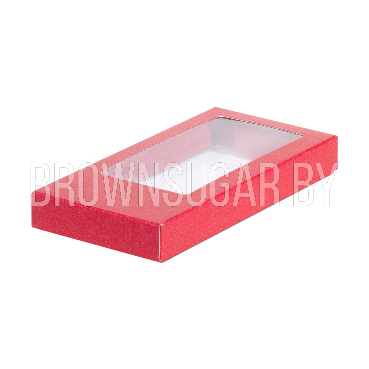 Коробка для шоколадной плитки с окном Красная (Россия, 160х80х17 мм) - фото 1 - id-p140199434