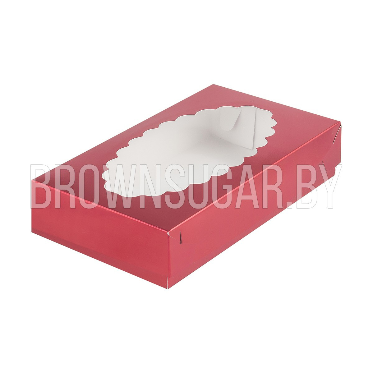 Коробка для эклеров с окошком, Красная (Россия, 240х140х50 мм) - фото 1 - id-p140199441
