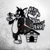 Часы из виниловой пластинки "Том и Джери" версия 1