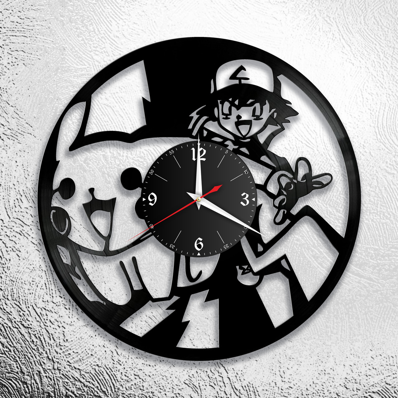 Часы из виниловой пластинки "Покемон" версия 1