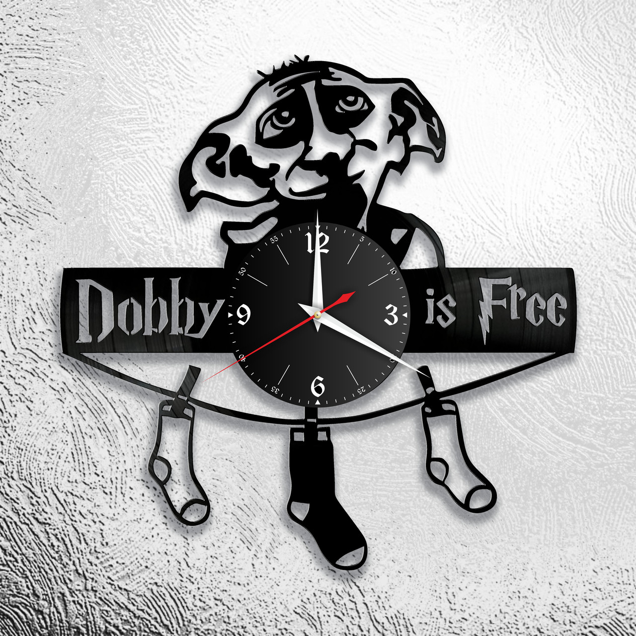Часы из виниловой пластинки  "Гарри Поттер" версия 5 Добби свободен