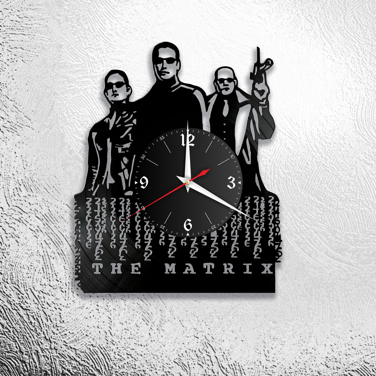 Часы из виниловой пластинки  "Матрица" версия 1