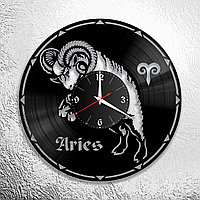 Часы из виниловой пластинки  "Знаки Зодиака "  версия 1 Овен