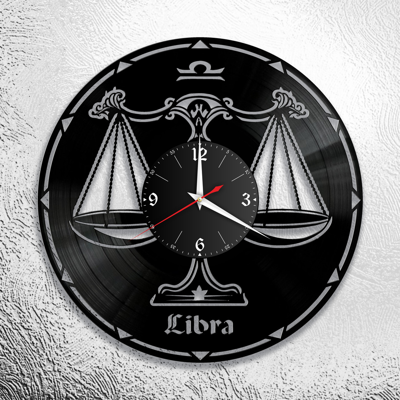 Часы из виниловой пластинки  "Знаки Зодиака "  версия 7 Весы