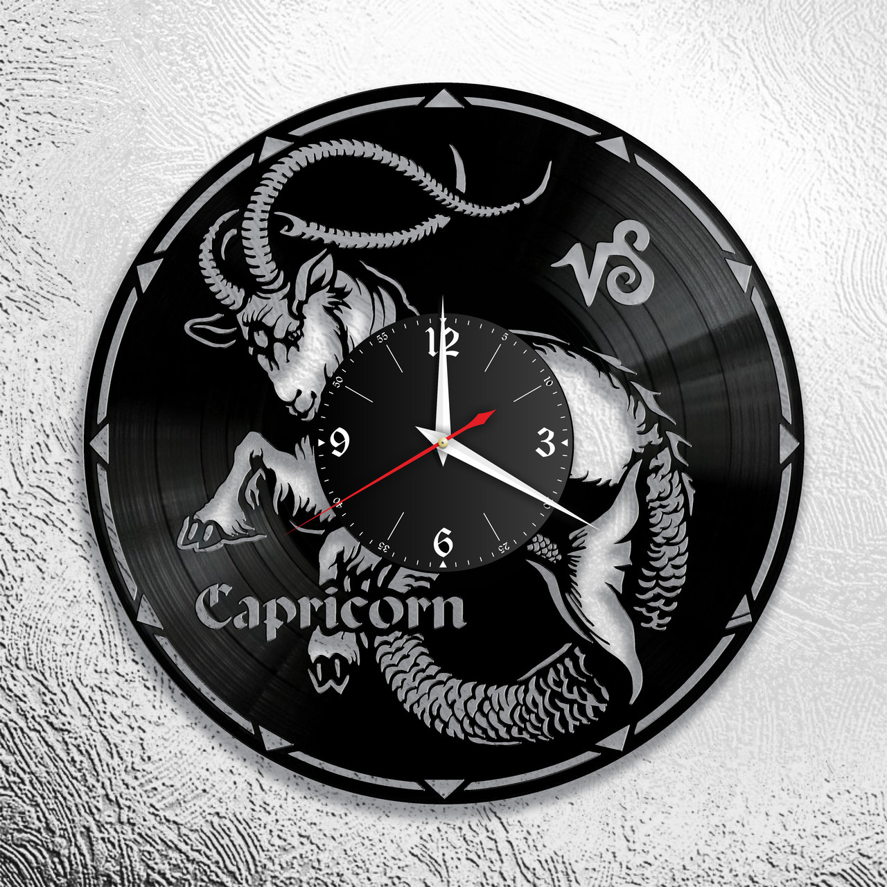 Часы из виниловой пластинки  "Знаки Зодиака "  версия 10 Козерог, фото 1