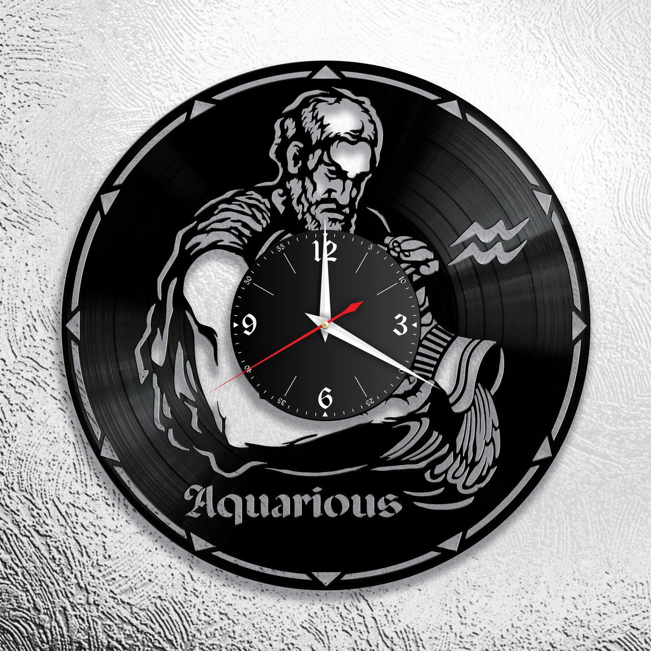 Часы из виниловой пластинки  "Знаки Зодиака "  версия 11 Водолей, фото 1