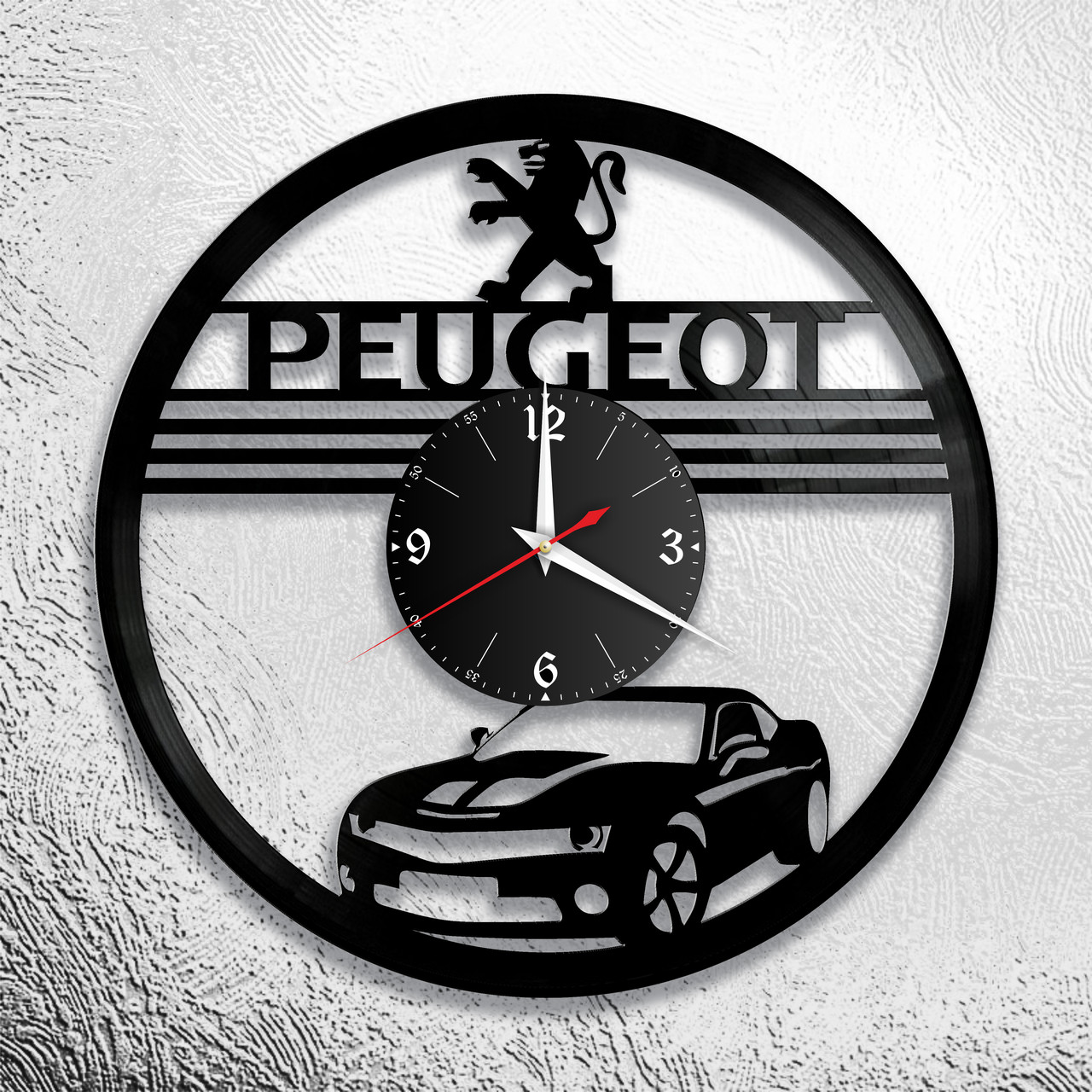 Часы из виниловой пластинки  "Peugeot" версия 1
