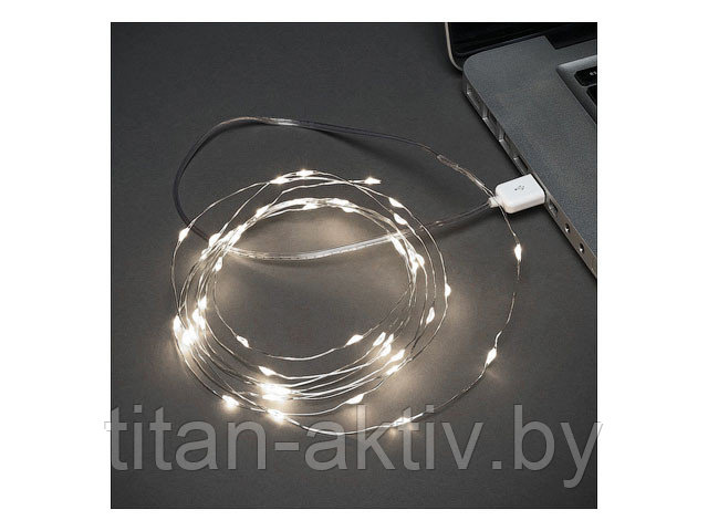Гирлянда  5 м, 50 LED, USB, белое свечение NEON-NIGHT (Применяется для эксплуатации в помещени