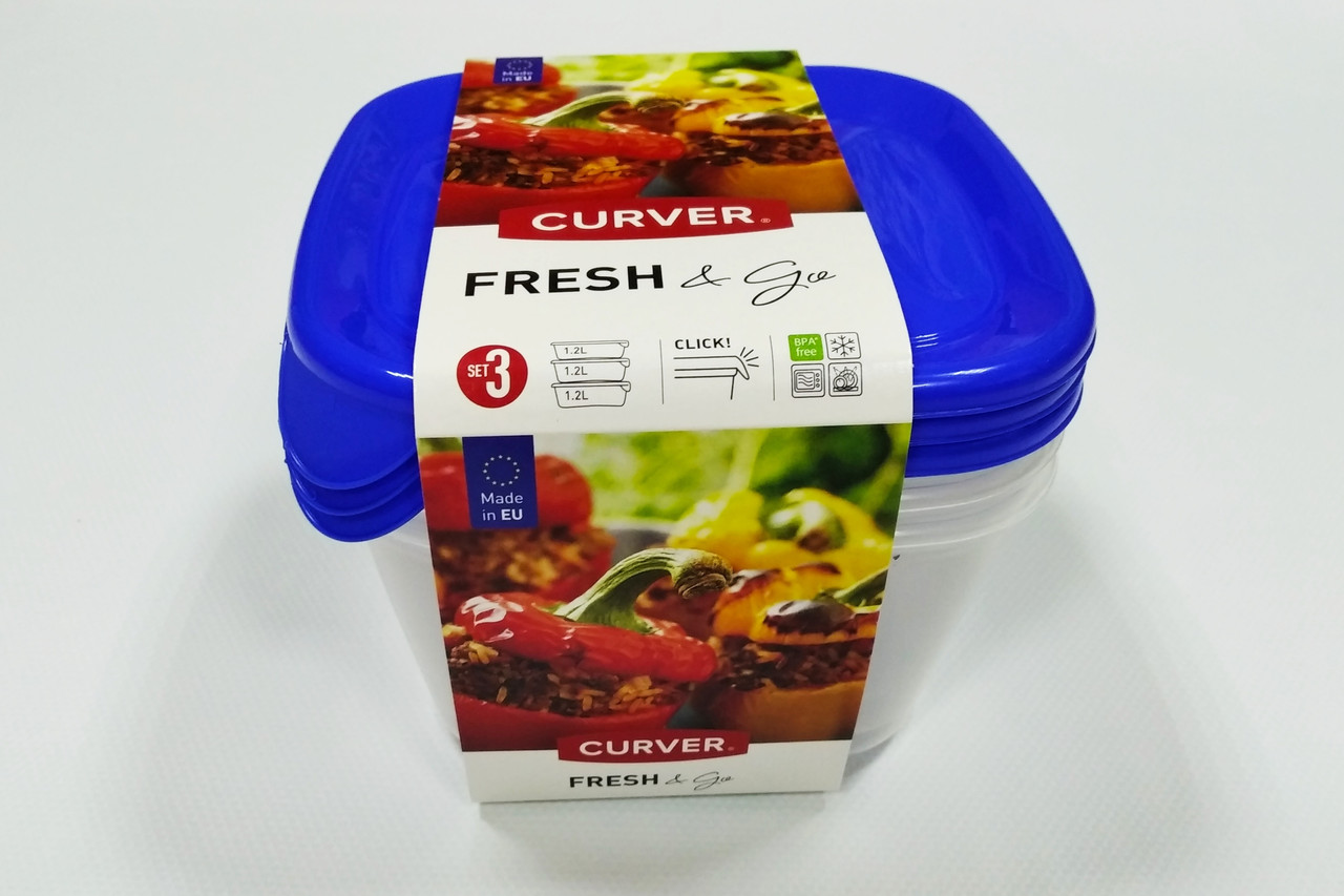 Набор контейнеров для СВЧ Fresh&Go 3шт. x 1,2L, синий