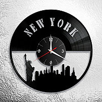 Оригинальные часы из виниловых пластинок  "Нью Йорк" версия 1
