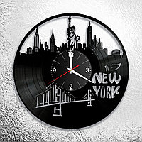 Часы из виниловой пластинки  "Нью Йорк" версия 2