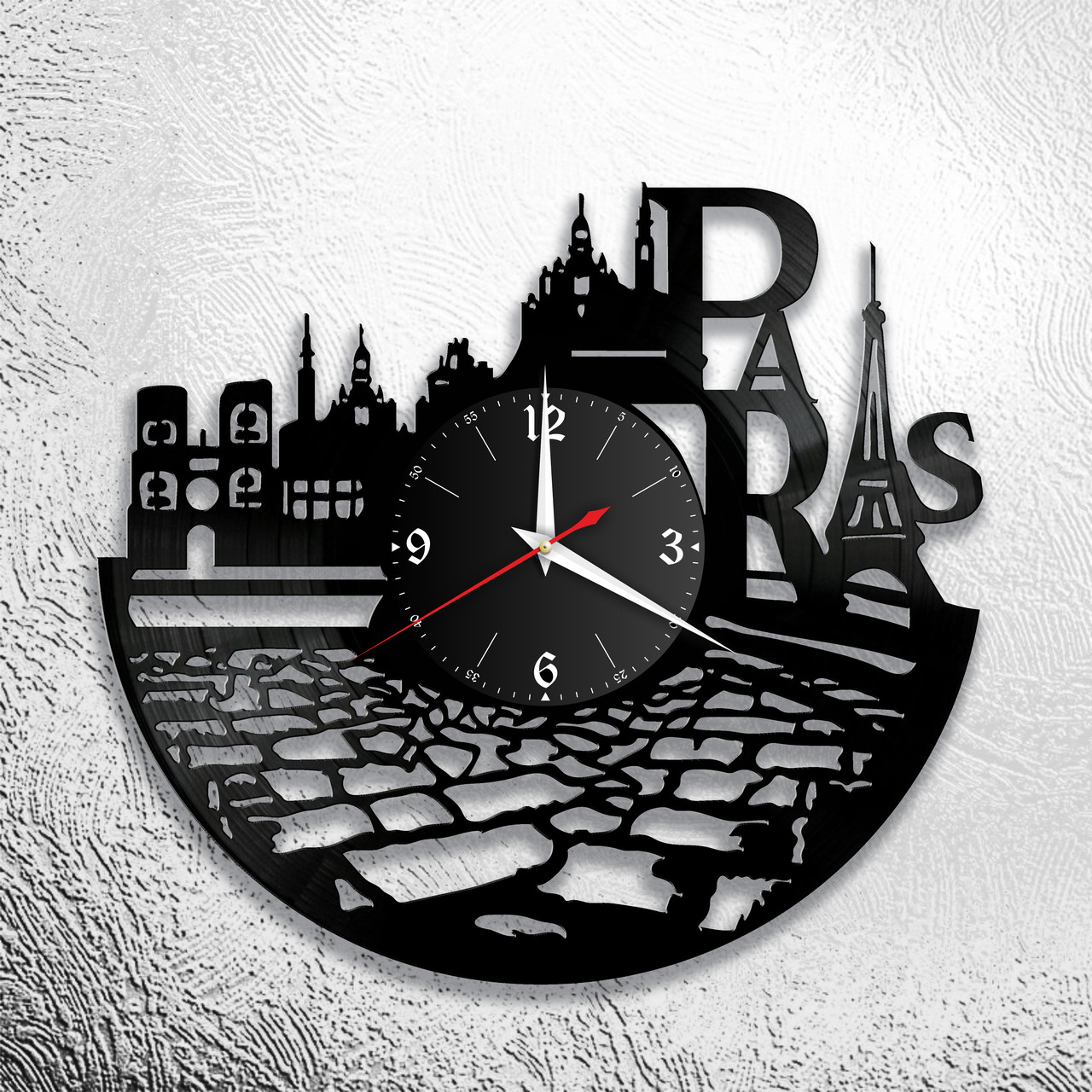 Часы из виниловой пластинки  "Париж" версия 2