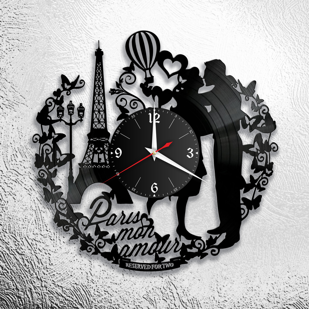 Часы из виниловой пластинки  "Париж" версия 5