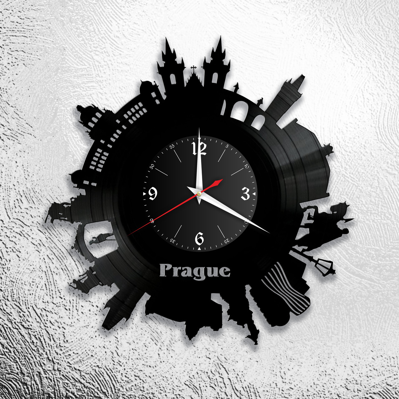 Часы из виниловой пластинки  "Прага" версия 1, фото 1