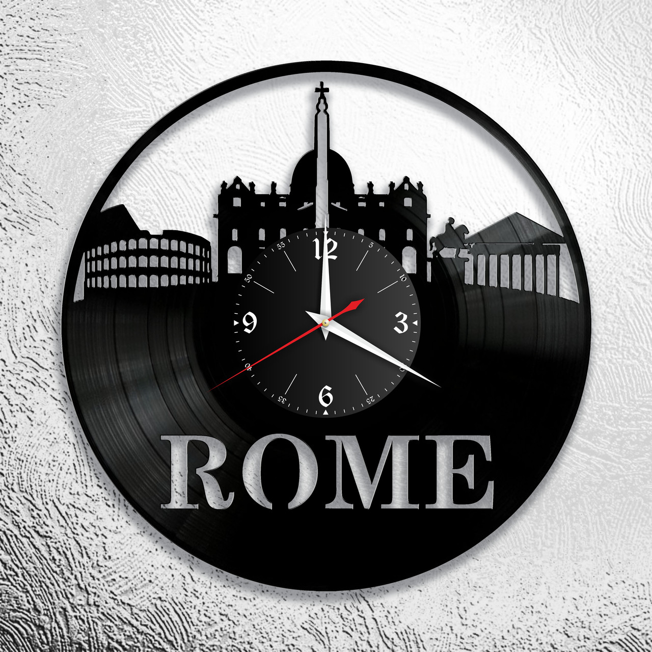 Часы из виниловой пластинки  "Рим" версия 1
