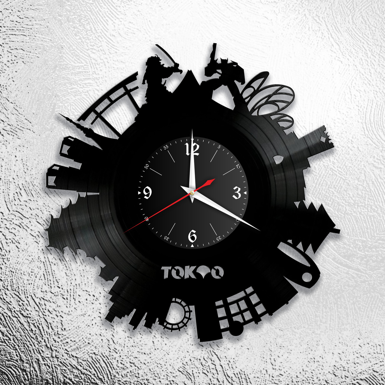Часы из виниловой пластинки  "Токио" версия 1