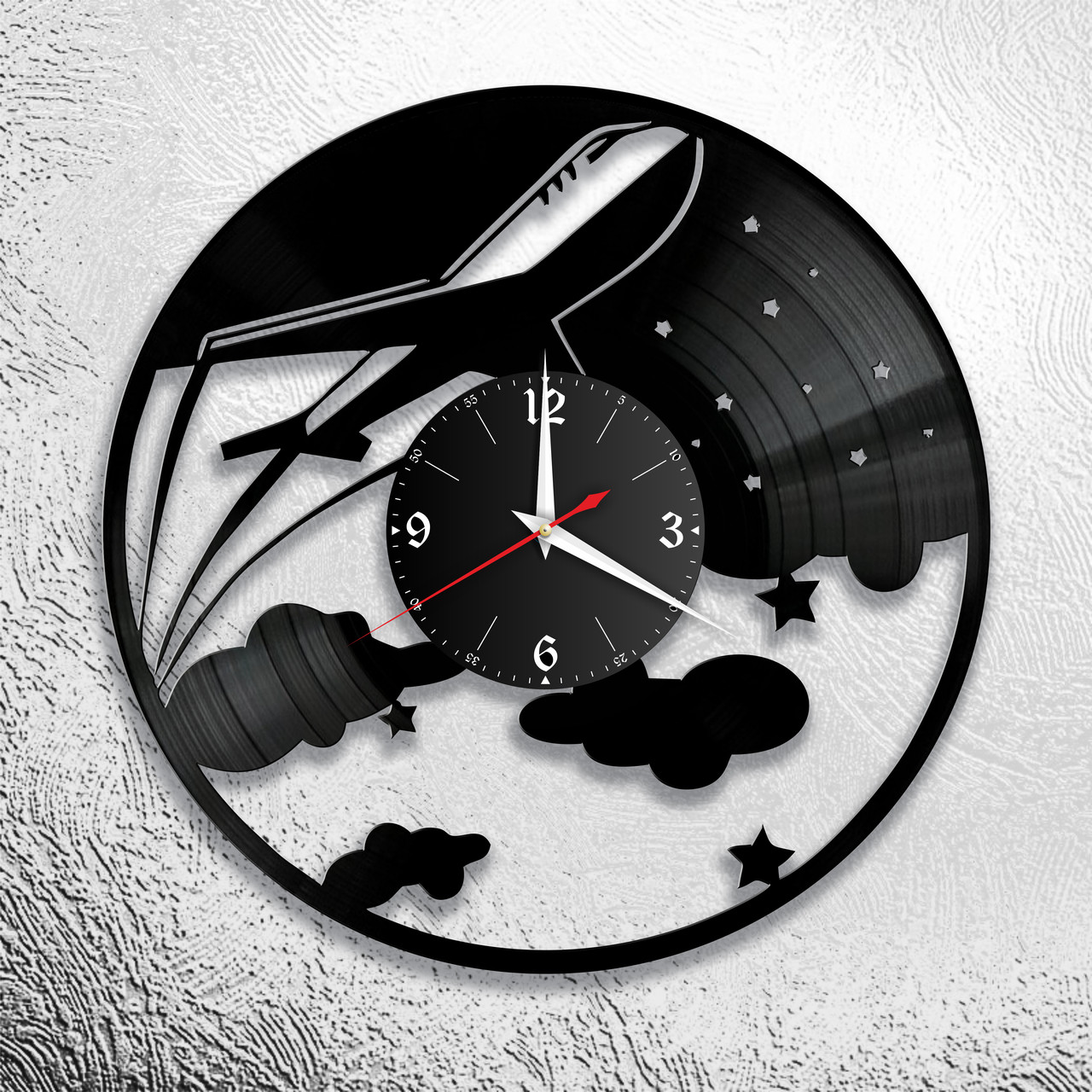 Часы из виниловой пластинки  "Самолет" версия 1, фото 1