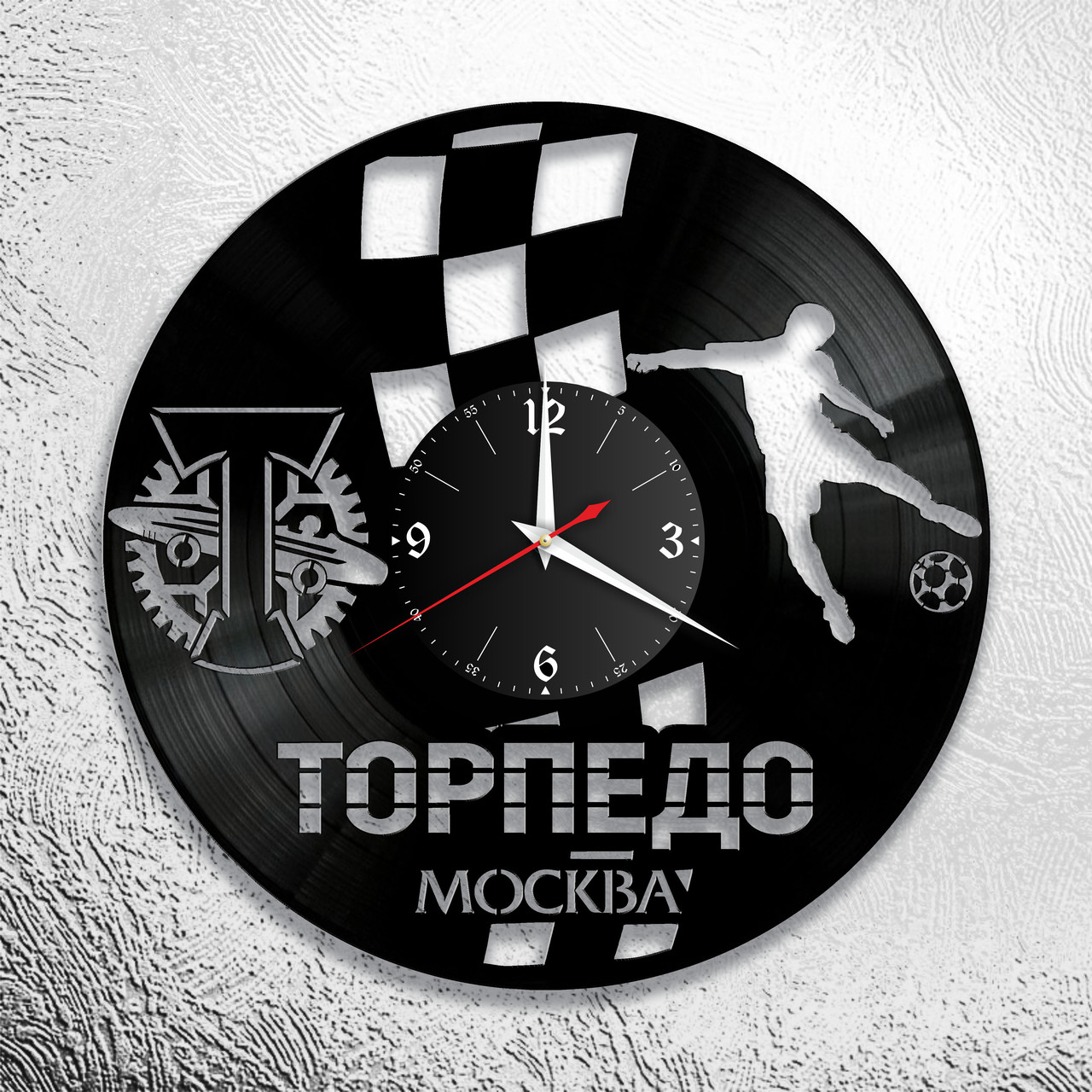 Часы из виниловой пластинки  "Торпедо" версия 1