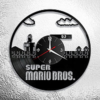 Часы из виниловой пластинки  "Супер Марио" версия 1