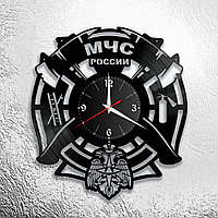 Часы из виниловой пластинки  "МЧС Россия" версия 1