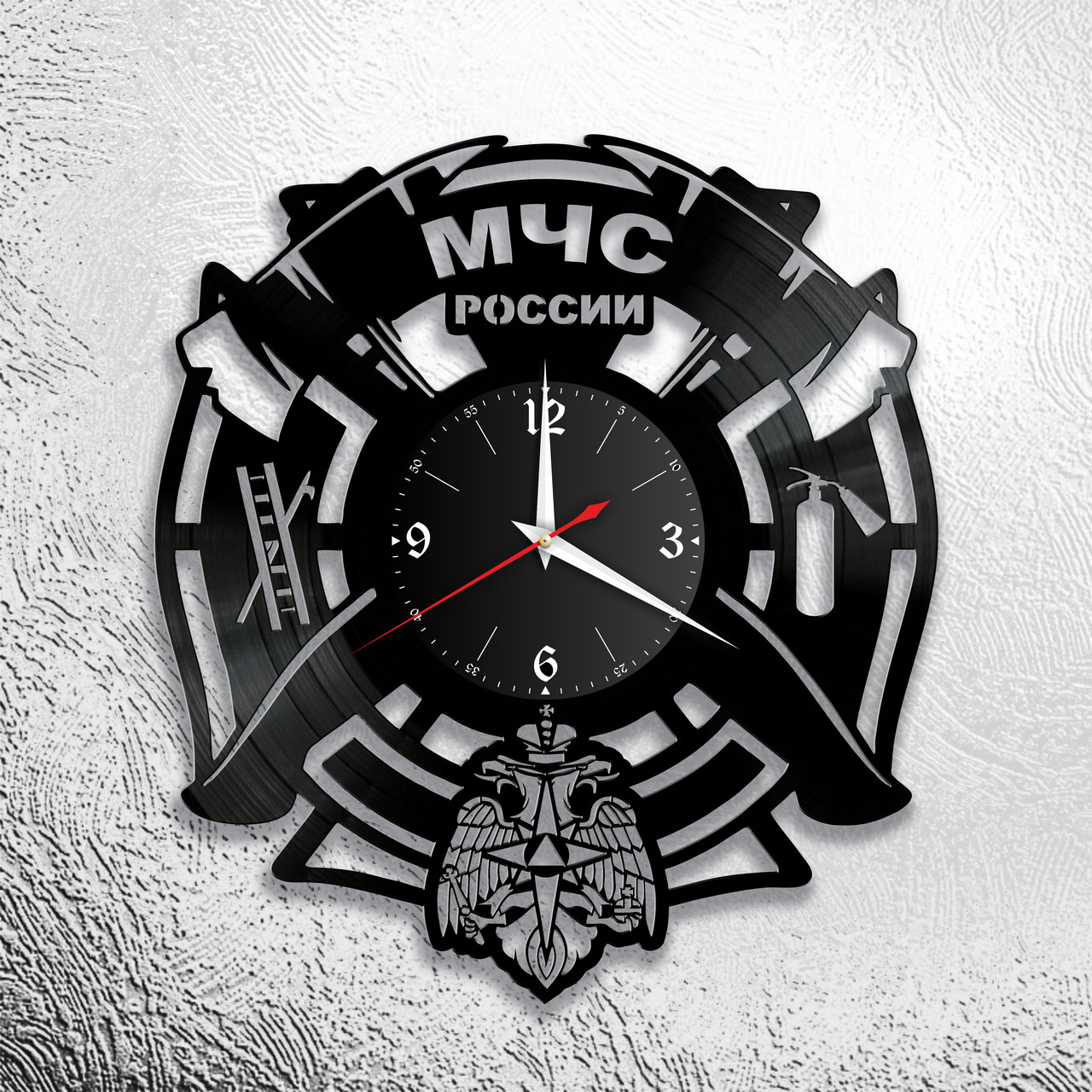 Часы из виниловой пластинки  "МЧС Россия" версия 1, фото 1