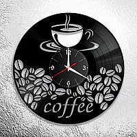 Оригинальные часы из виниловых пластинок "Кофе" Версия 2