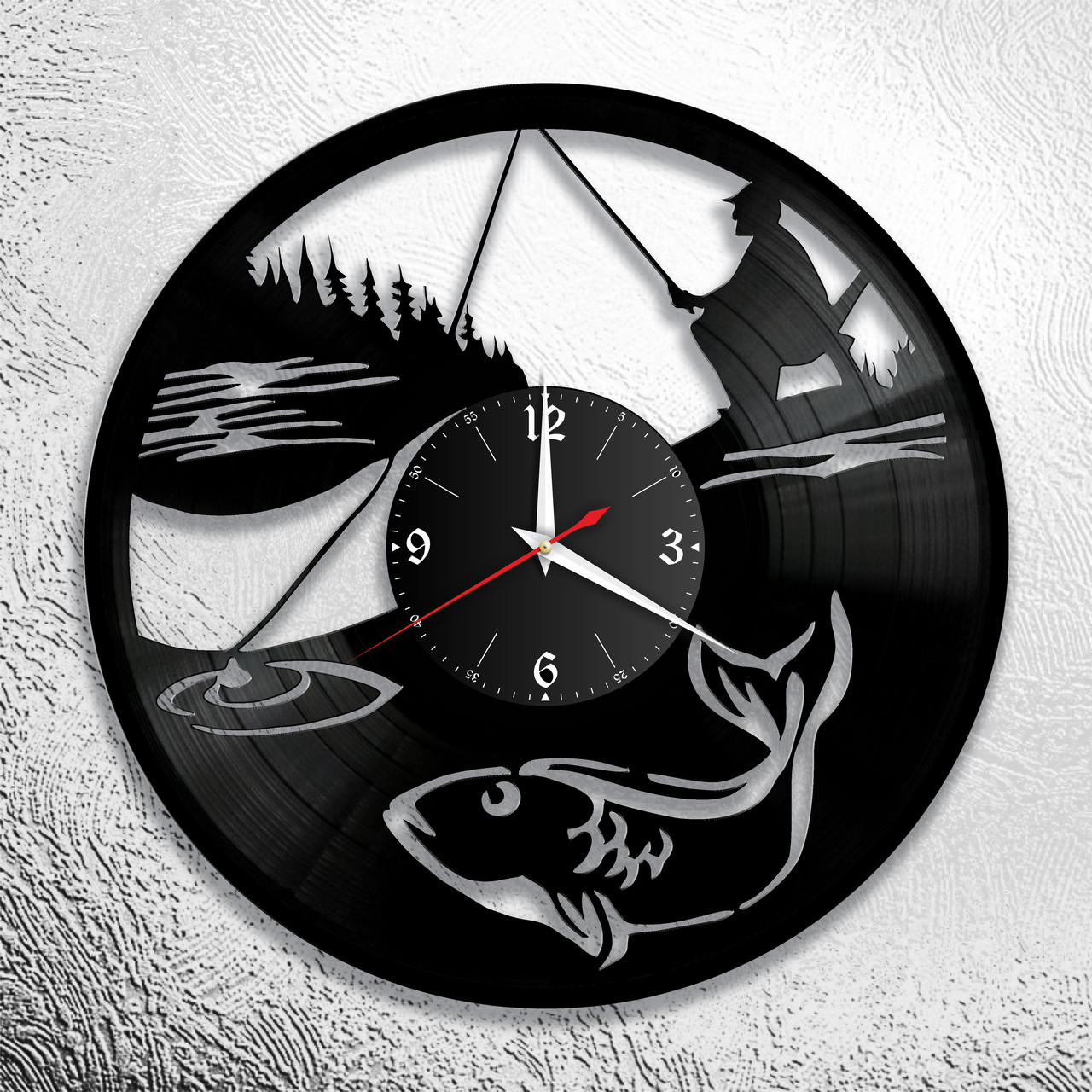 Часы из виниловой пластинки "Рыбалка" версия 4, фото 1