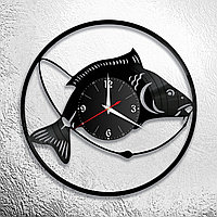 Оригинальные часы из виниловых пластинок "Рыбалка" версия 5