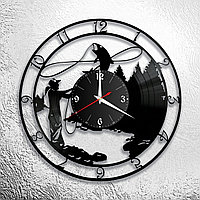 Часы из виниловой пластинки "Рыбалка" версия 8