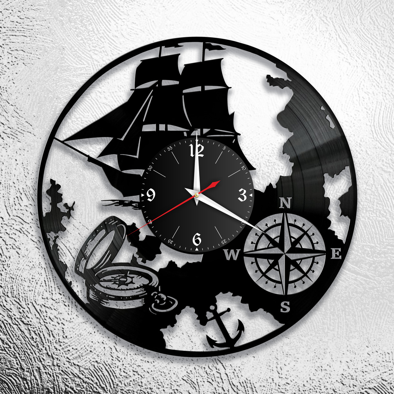 Часы из виниловой пластинки "Море" версия 1, фото 1