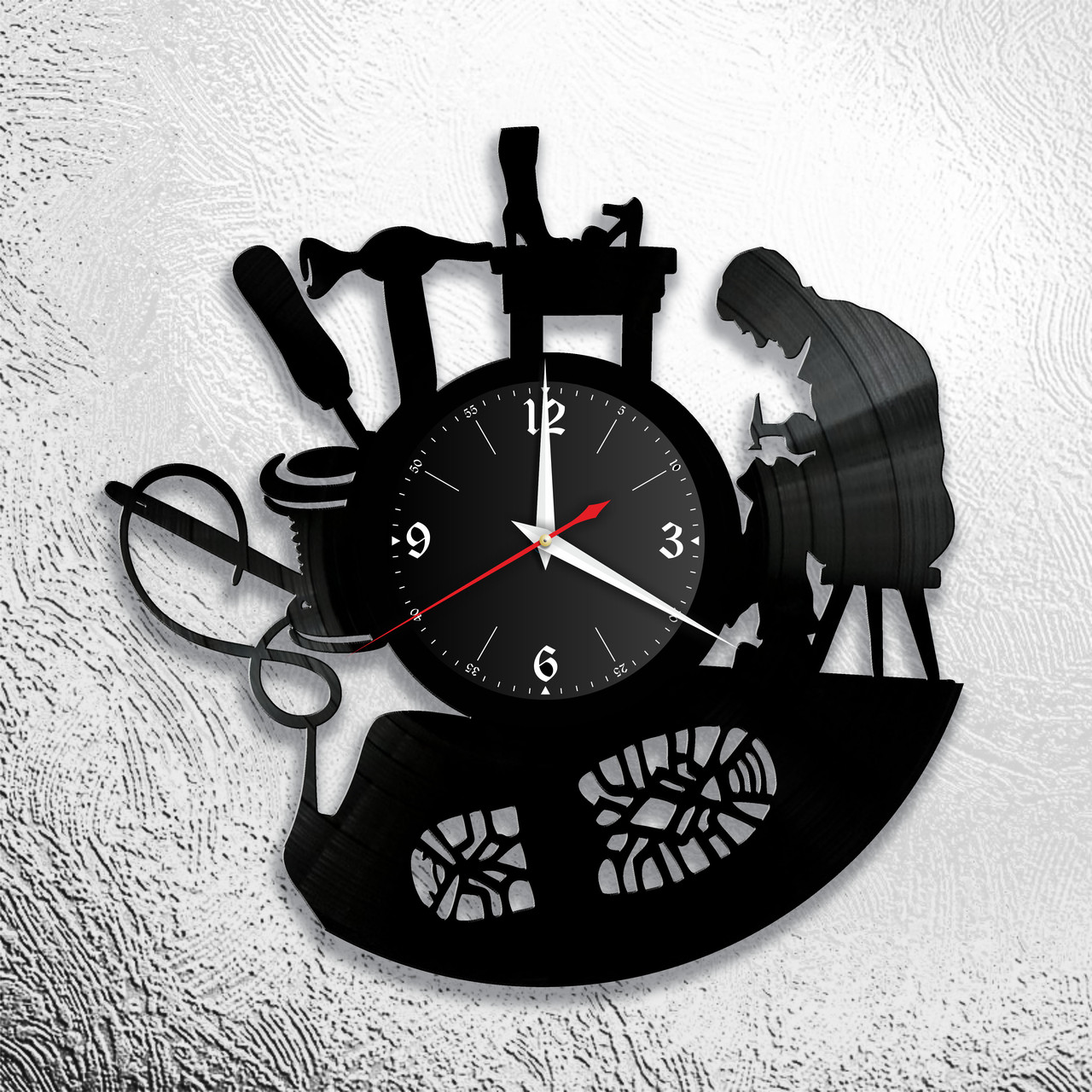Часы из виниловой пластинки "Сапожник" версия 1