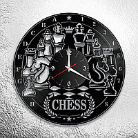 Оригинальные часы из виниловых пластинок "Шахматы" версия 2