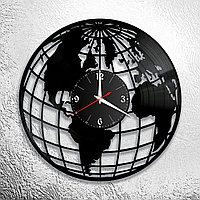 Оригинальные часы из виниловых пластинок "Земной шар" Версия 1