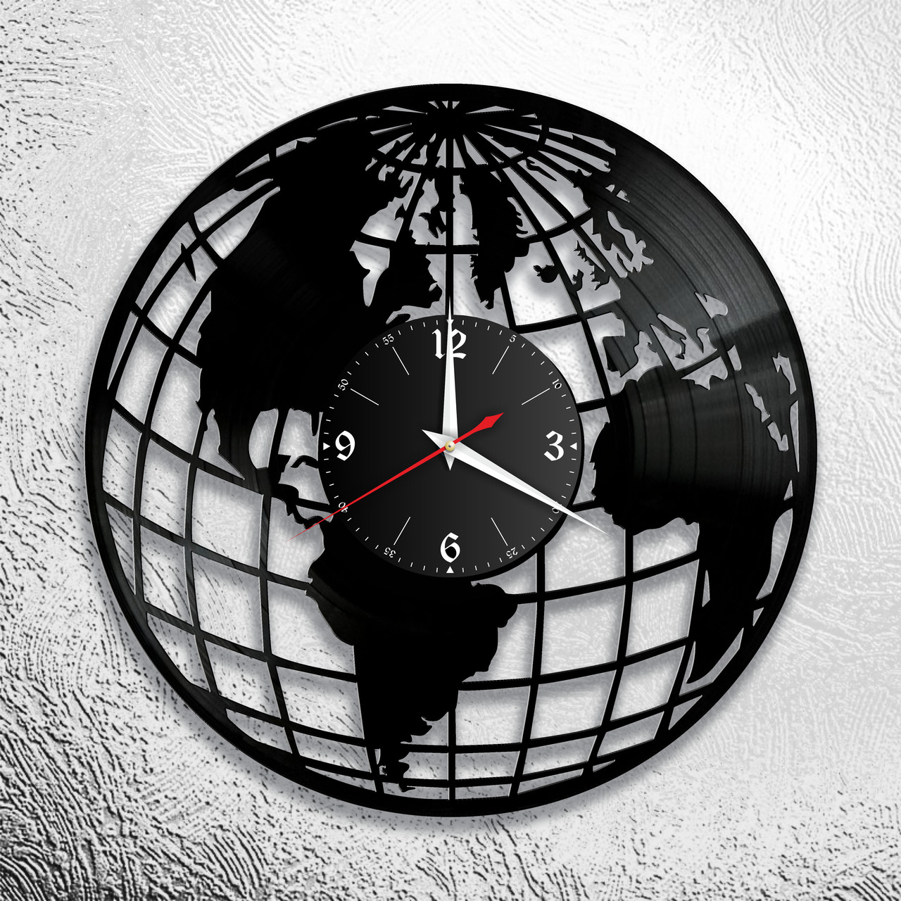 Часы из виниловой пластинки "Земной шар" Версия 1, фото 1