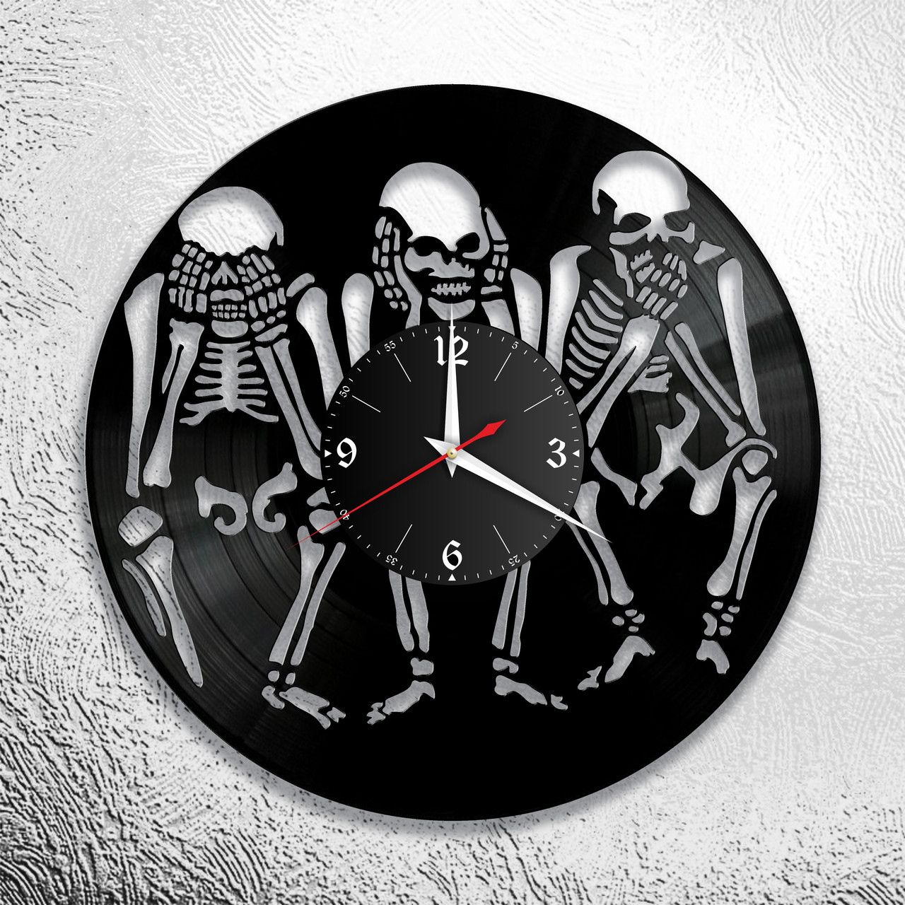 Часы из виниловой пластинки "Скелеты " Версия 1, фото 1