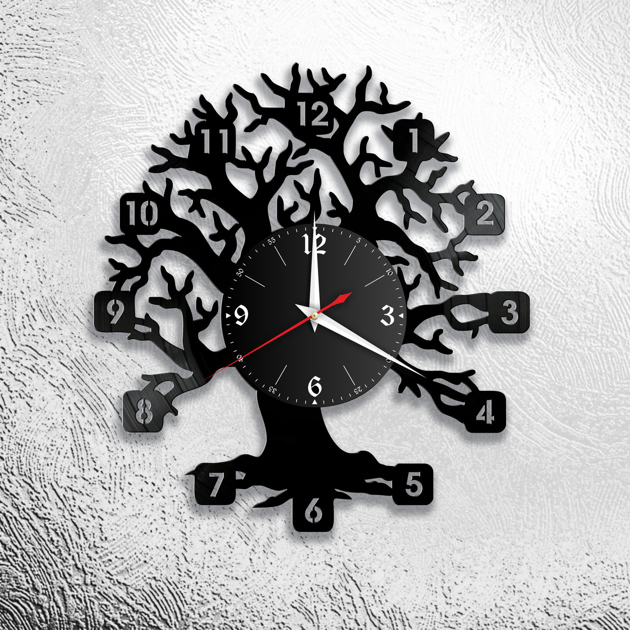 Часы из виниловой пластинки "Цифры" Версия 12 (дерево), фото 1