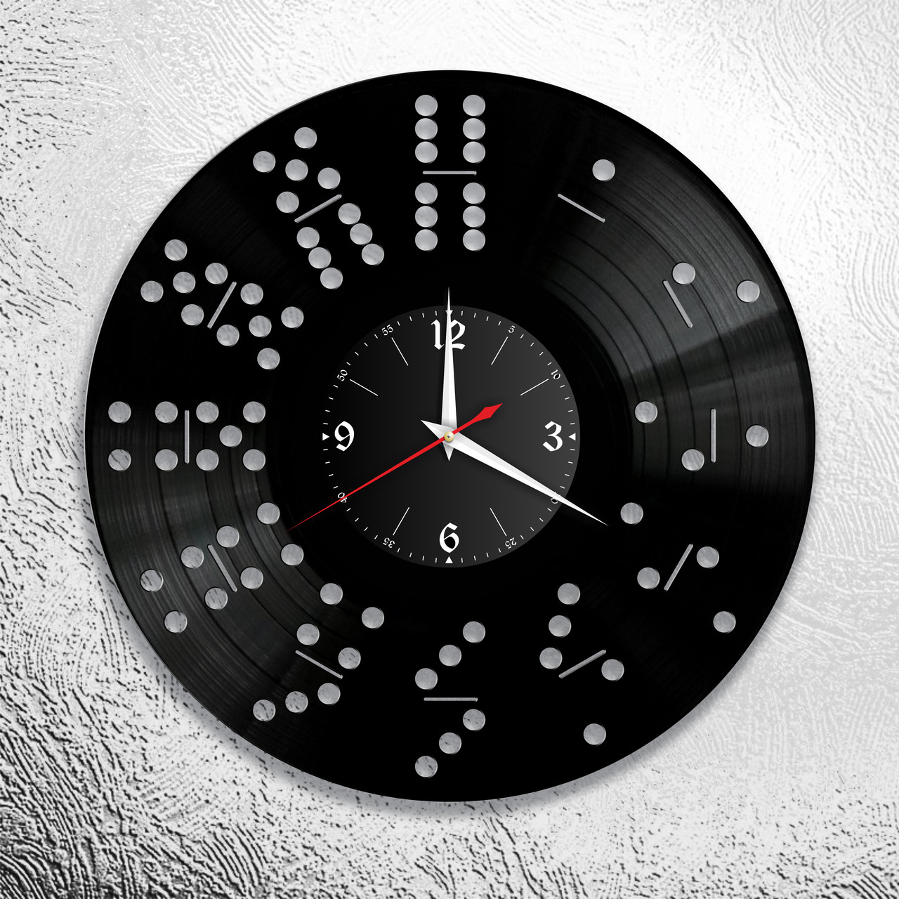 Часы из виниловой пластинки "Цифры" Версия 13 (домино)