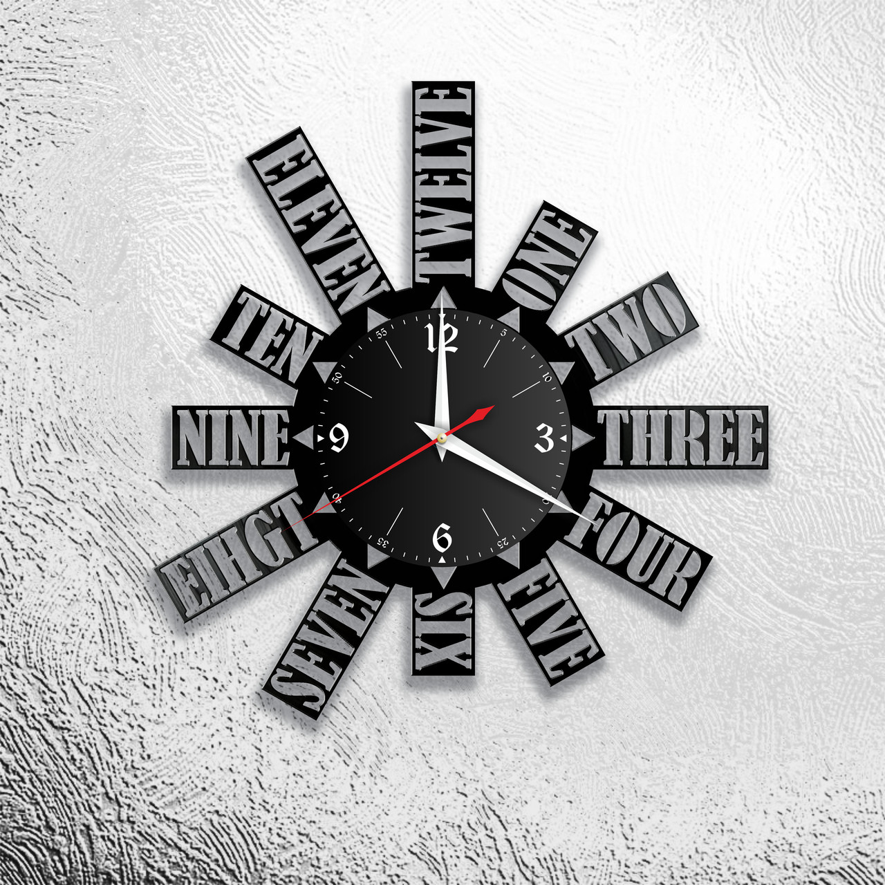 Часы из виниловой пластинки "Цифры" Версия 14 (English), фото 1