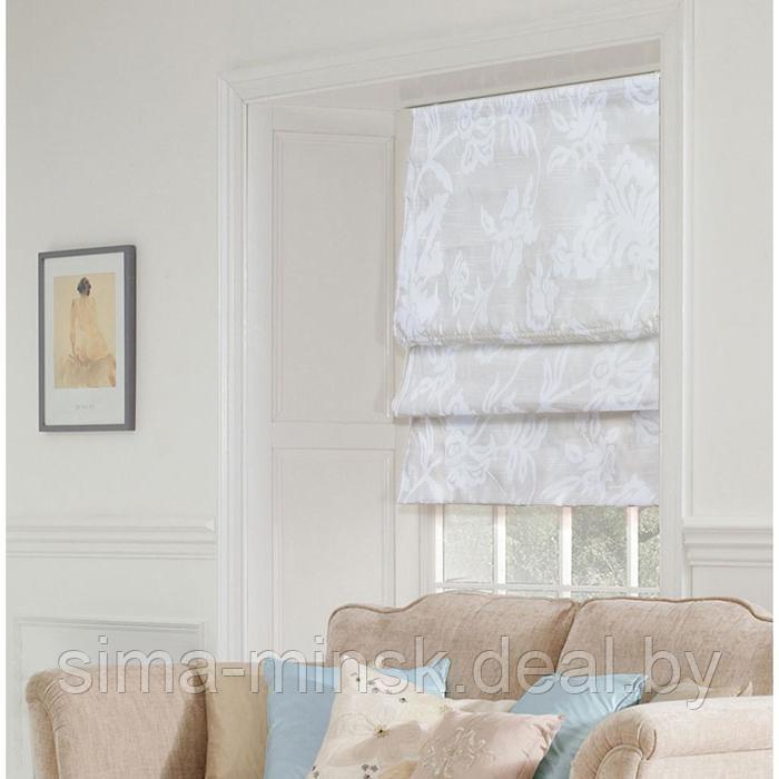 Римская штора «Флок», размер 60х160 см, цвет белый - фото 2 - id-p140450036