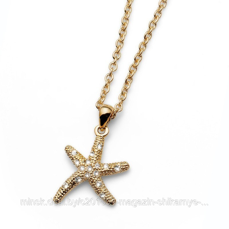 Колье Starfish 2 small gold crystal