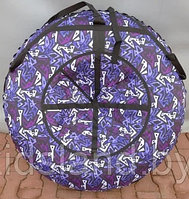 Тюбинг (ватрушка), 120 см "Декор - фиолетовый треугольник" с автокамерой РФ