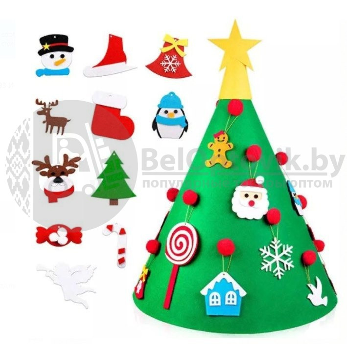 Елочка из фетра коническая с новогодними навесными игрушками Merry Christmas, высота 70 см - фото 7 - id-p140510825