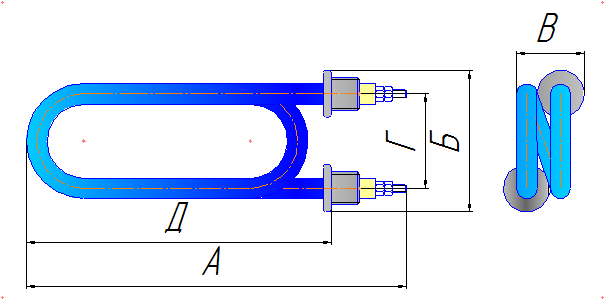 02. Тэн rf 2500w/220v. Диаметры трубок тэна. Диаметры трубок тэна. Тэн 32а13.