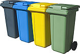 Бак (контейнер) мусорный пластиковый 120 л синий на колесах, фото 2