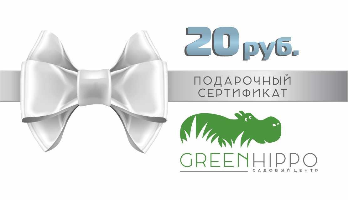 Подарочный сертификат GreenHippo, 20 руб. - фото 1 - id-p140670863